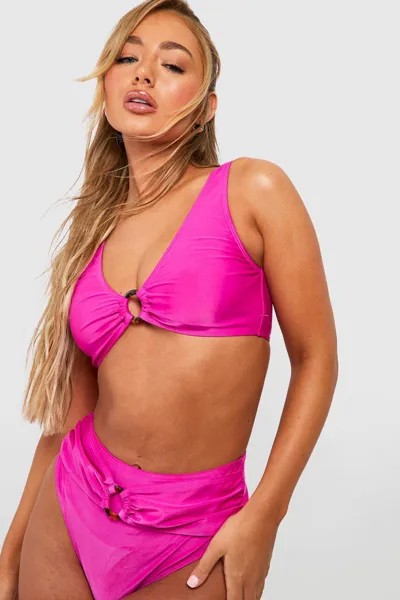 Топ бикини с погруженным кольцом scoop o-ring Boohoo, фуксия