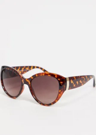 Круглые солнцезащитные очки в черепаховой оправе «кошачий глаз» New Look-Коричневый цвет