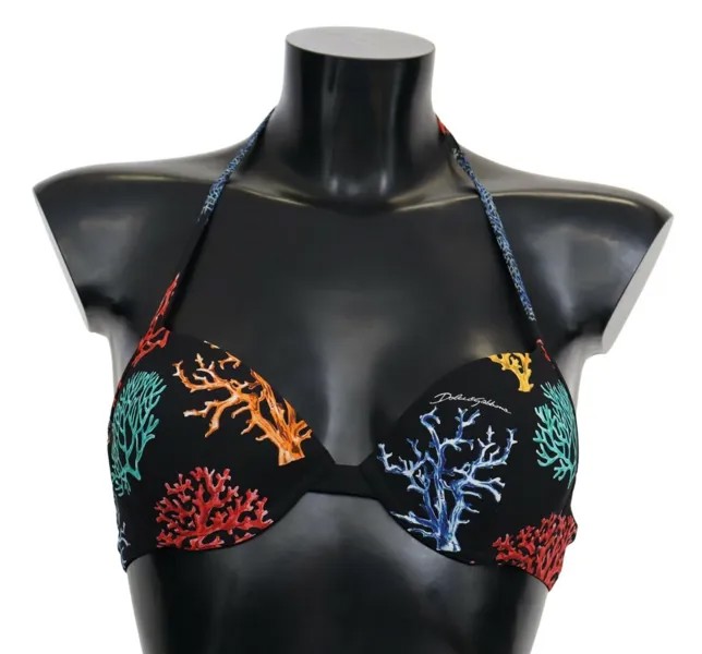 DOLCE - GABBANA Верх бикини с черным коралловым принтом Женская пляжная одежда IT1 / XS Рекомендуемая розничная цена 300 долларов США