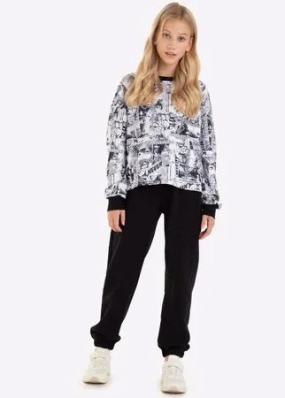 Чёрные спортивные брюки Jogger с нашивкой для девочки Gloria Jeans