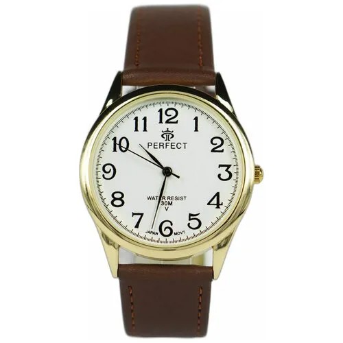 Perfect часы наручные, мужские, кварцевые, на батарейке, кожаный ремень, японский механизм GX017-418-3