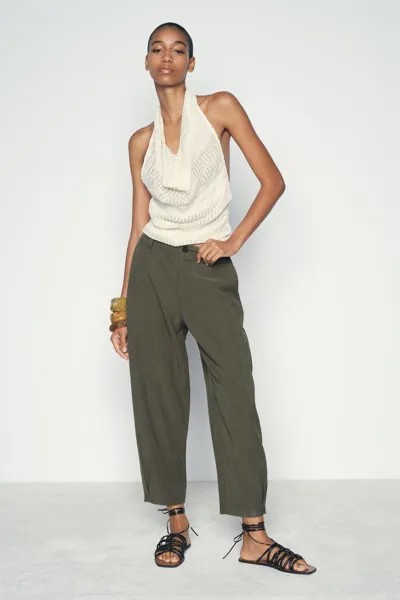 Брюки-чиносы с застронами ZARA, хаки