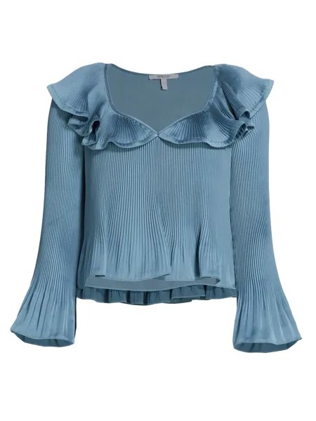 Плиссированная блузка с оборками Charis Derek Lam 10 Crosby, синий