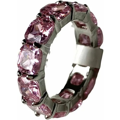 Кольцо Florento, хрусталь, размер 19, розовый, серебряный