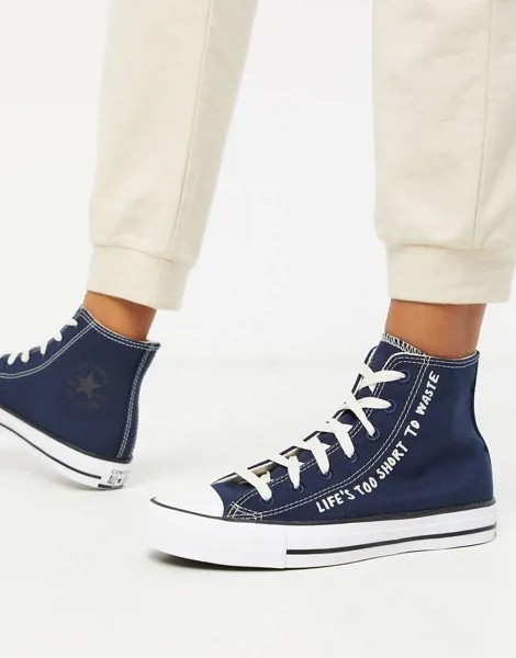 Высокие кеды из переработанных материалов с принтом Converse Chuck Taylor All Star Renew-Черный