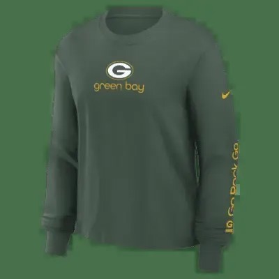 Лонгслив Nike Green Bay Packers Boxy, зеленый