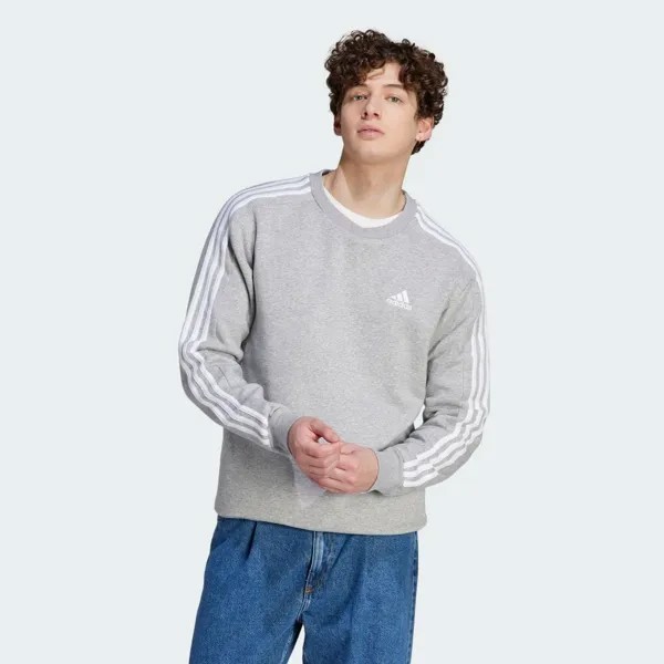 Толстовка Adidas Essentials fleece 3-stripes sweatshirt, цвет Medium Grey Heather