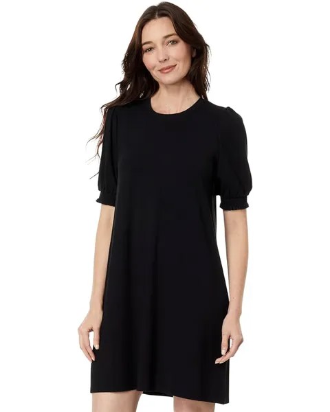 Платье Lilla P Smocked Sleeve Crew Neck, черный