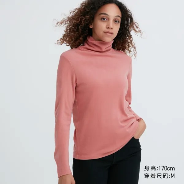 Женский пуловер Uniqlo HEATTECH флисовый, розовый