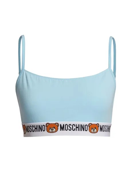 Хлопковый бюстгальтер без косточек с логотипом Underbear Moschino, синий