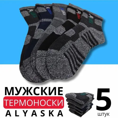 Термоноски Alaska, 5 пар, размер 41-47, синий, красный, серый