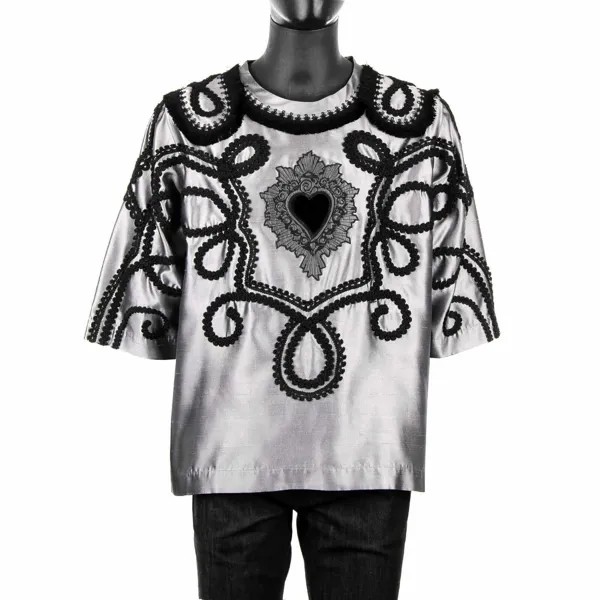 Dolce - Gabbana Runway Рубашка Torero Sacred Heart M.Вышивка Шелковый Серый