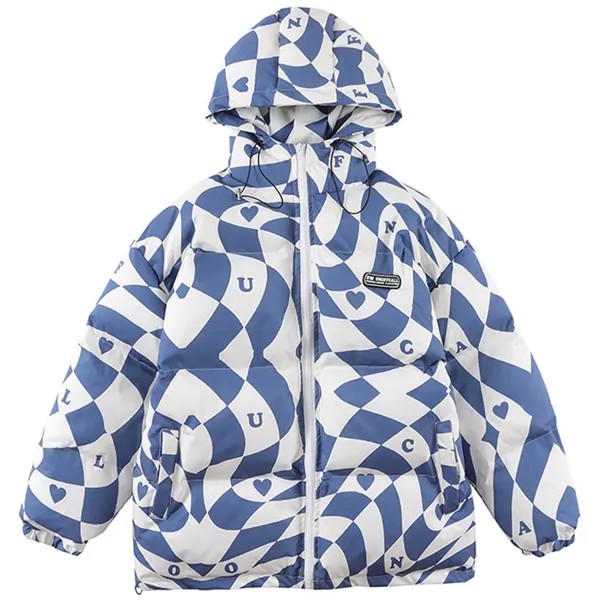 Парка KKAYCATE в стиле Харадзюку с геометрическим рисунком, пальто, 2022, зимняя хлопковая ветровка на молнии с подкладкой, теплая уличная одежда, ...