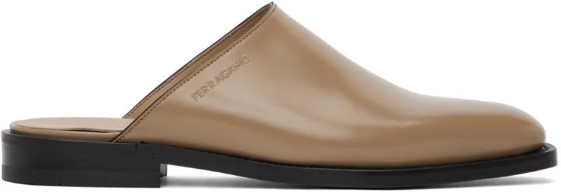 Бежевые лоферы сабо Ferragamo
