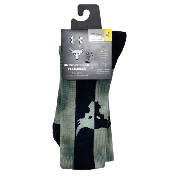 Носки для тренировок Under Armour Unisex UA Playmaker Project Rock, зеленый/черный