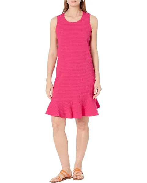 Платье Tommy Hilfiger Textured Trapeze with Ruffle Hem, цвет Magenta