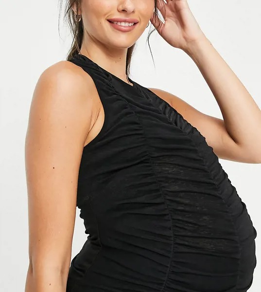Черная майка со сборками Topshop Maternity-Черный цвет