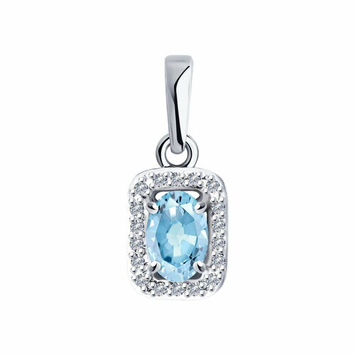 Подвеска Diamant online, белое золото, 585 проба, аквамарин, бриллиант, размер 1.6 см., голубой