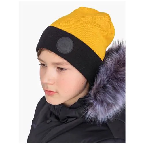 Шапка бини UKI KiDS, размер 52, горчичный, желтый