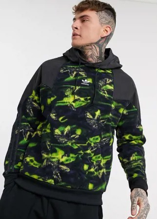 Худи черного цвета из флиса с принтом adidas Originals-Мульти