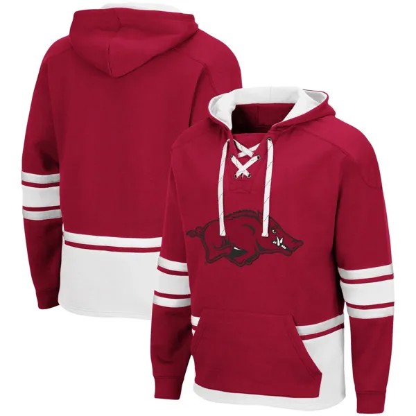 Мужской пуловер с капюшоном Cardinal Arkansas Razorbacks на шнуровке 3.0 Colosseum