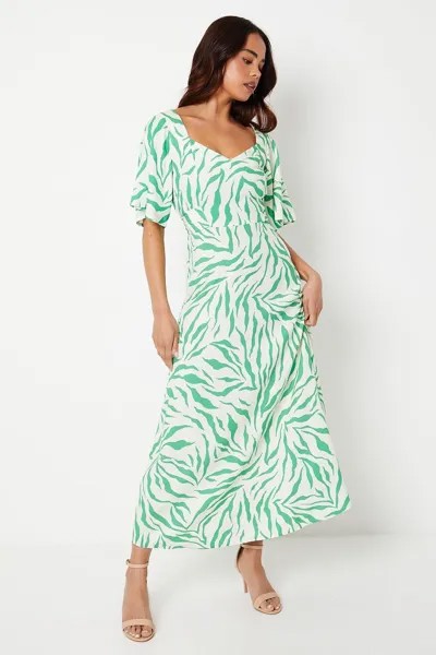 Платье миди Petite с развевающимися рукавами и завязкой на спине Dorothy Perkins, зеленый