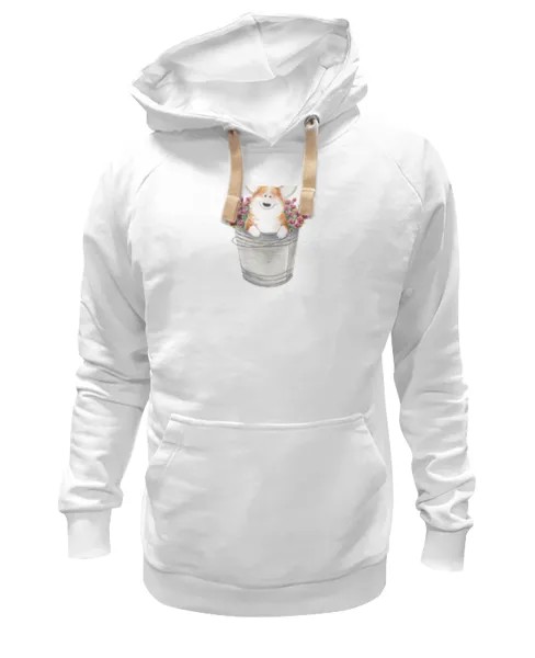 Худи Printio Корги и розы белое 3XL
