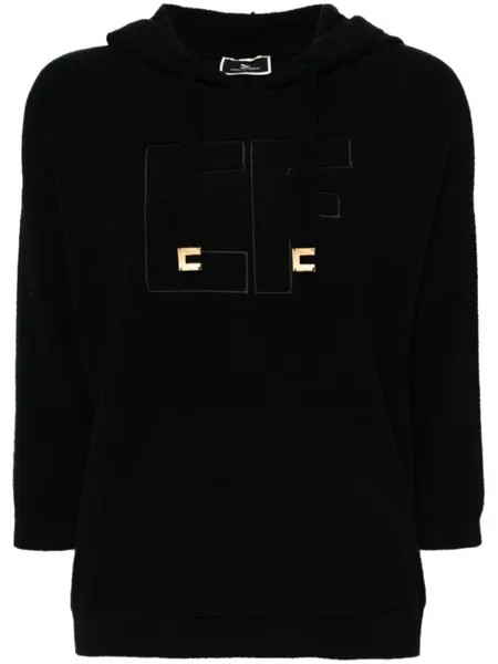 Худи с вышитым логотипом Elisabetta Franchi, черный