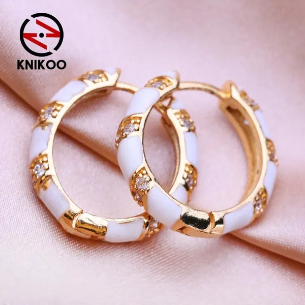 KNIKOO Круглый клип Серьги для женщин Мода Обруч Серьги Jewerly Для свадебной вечеринки Подарки Кубический цирконий CZ Серьги