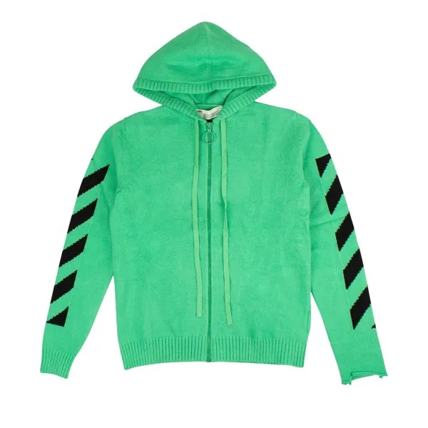 Off-White худи диагональной вязки с логотипом, цвет Зеленый