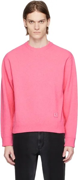 Розовый кожаный свитер с нашивками Wooyoungmi