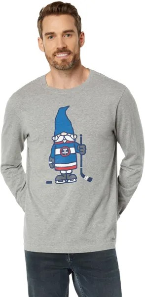 Футболка Life is Good Hockey Gnome Long Sleeve Crusher, цвет Heather Gray