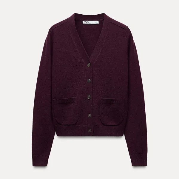 Кардиган Zara by Carlyne Cerf Wool Basic, баклажановый