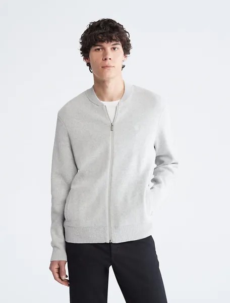 Компактный хлопковый свитер-бомбер Calvin Klein