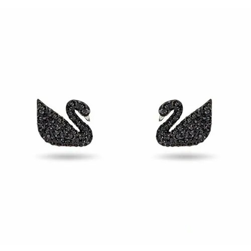Серьги двусторонние SWAROVSKI, кристаллы Swarovski, черный/серебристый