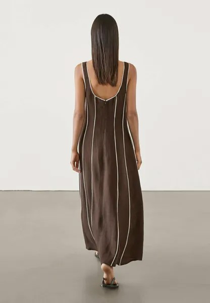 Платье макси CONTRAST TWO-TONE Massimo Dutti, темно-коричневый