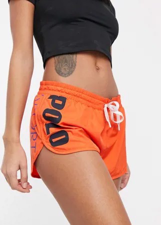 Оранжевые шорты с логотипом на штанине Polo Ralph Lauren Sports-Оранжевый цвет