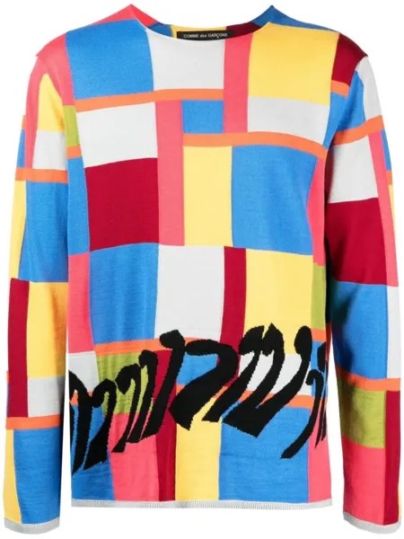Джемпер вязки интарсия в стиле колор-блок Comme des Garçons Homme Plus, мультиколор