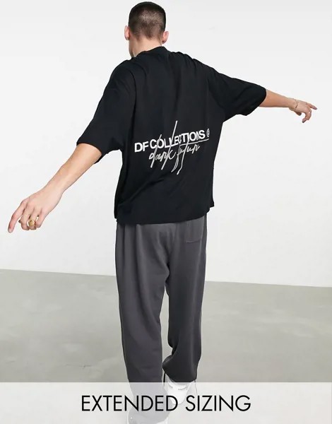 Черная oversized-футболка с логотипом на спине ASOS Dark Future-Черный