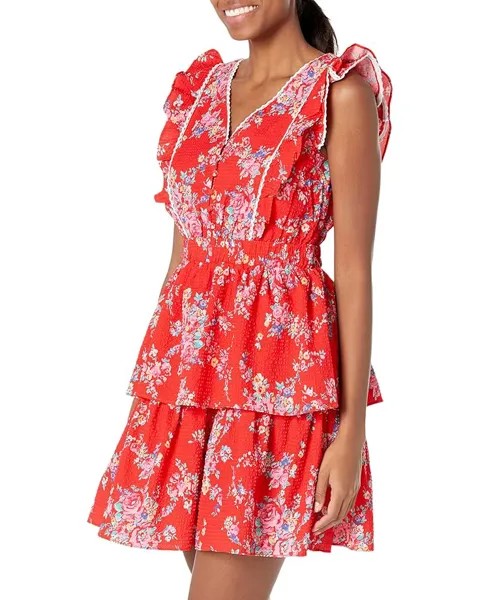 Платье Betsey Johnson Bush Gardens Seersucker Mini, красный