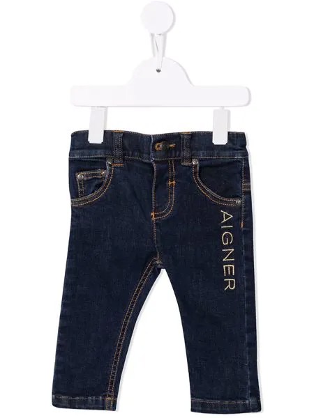 Aigner Kids прямые джинсы с вышитым логотипом