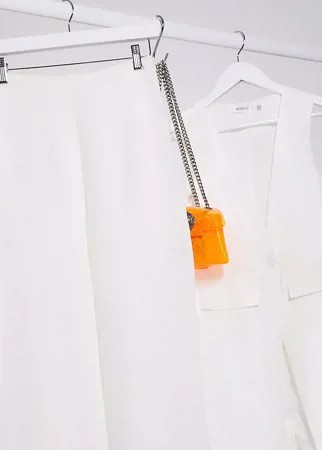 Белые широкие брюки от комплекта с разрезами спереди Missguided-Белый