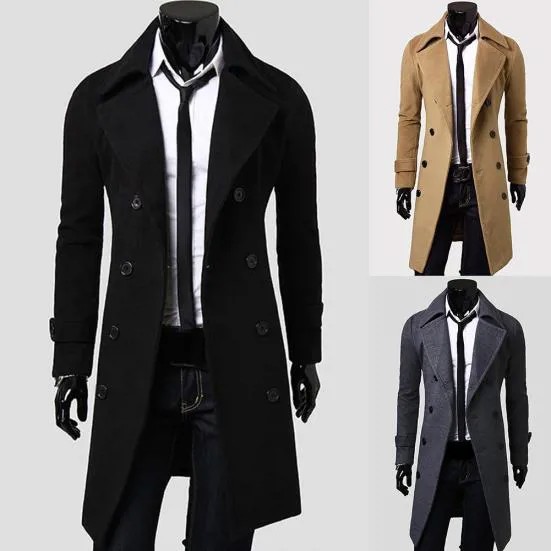 YC Мода Мужчины Сплошной цвет Длинный рукав Лацкан Пуговица Тонкий Подгонка Пальто Пальто Outwear