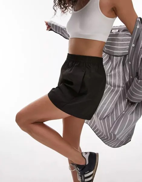Черные нейлоновые суперкороткие шорты для бега Topshop