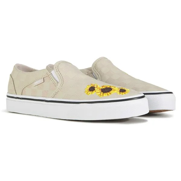 Женские слипоны Asher Vans, цвет tan sunflower embroidery