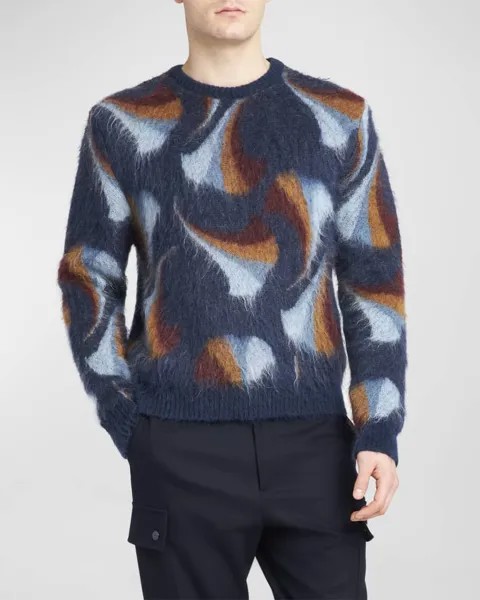 Мужской свитер с геометрическим рисунком из смесового мохера Etro