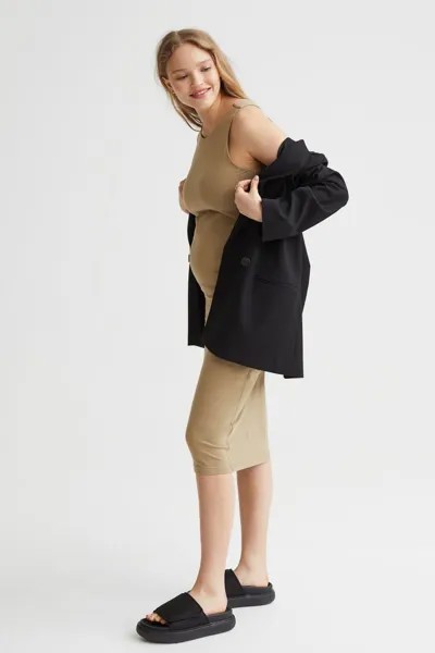 MAMA Приталенное платье из джерси H&M, бежевый