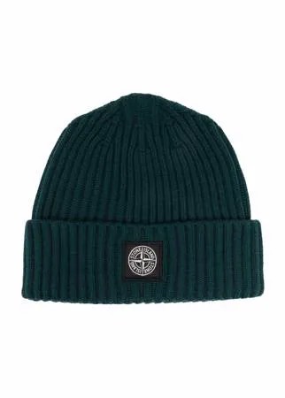 Stone Island Junior шапка бини с нашивкой-логотипом