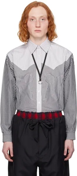 Черно-белая рубашка с длинным рукавом в стиле пэчворк Maison Margiela
