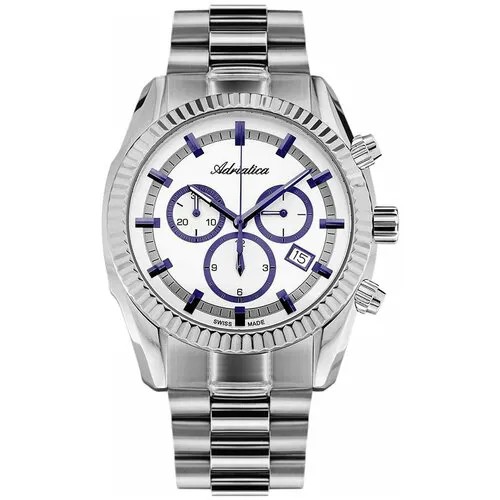 Наручные часы Adriatica Chronographs Часы швейцарские наручные мужские кварцевые на браслете Adriatica A8210.51B3CH, серебряный